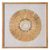 Boho Handmade Framed Straw Shell and Linen Wall Art Decor, 23.5"x23.5"